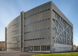 Hopes correctional steel windows meet the highest security standards in Cook County Jail, exterior view.
