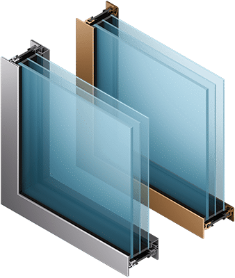 Cross section of Evo300™ Series profile in stainless steel and bronze