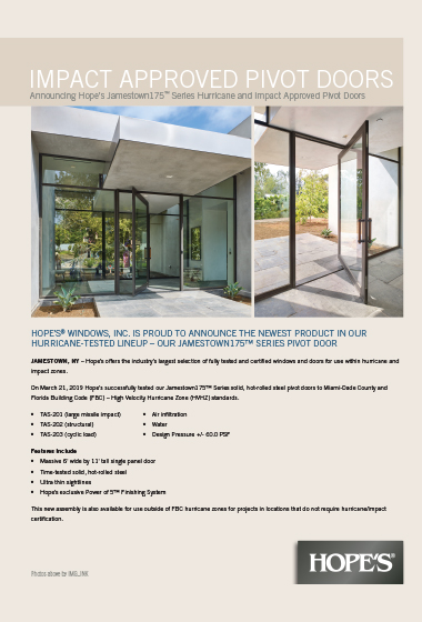 HOPES Press Hurricane Impact Approved Pivot Door thumbnail