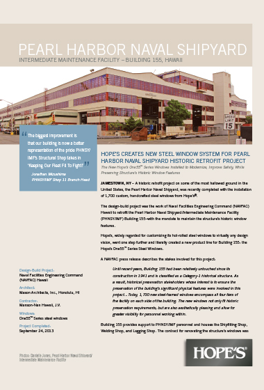 HOPES Press New Steel Window System for Pearl Harbor thumbnail