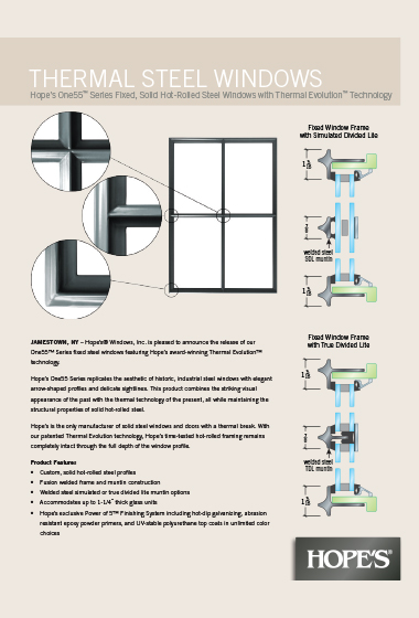 HOPES Press One55 Series Thermal Fixed Windows thumbnail
