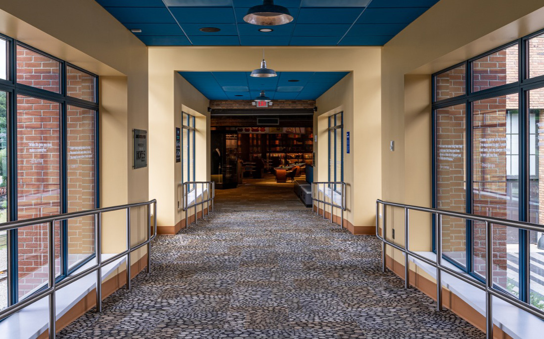 The connector wing of the National Comedy Center, which features Hope’s Landmark175™ Series steel windows with Thermal Evolution™ technology.