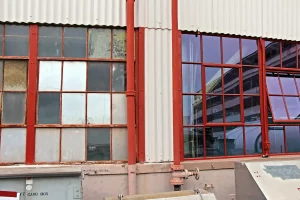 Hopes ONE55 Series Windows modernize, improve safety, while preserving structures historic window features, close up view.