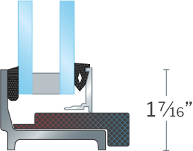Hope's SlightLine175 Series, detailed profile illustration, hot-rolled steel mullion designed to reduce bulk and sightlines