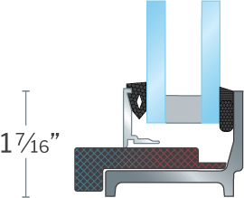 Hope's SlightLine175 Series, detailed profile illustration, hot-rolled steel mullion designed to reduce bulk and sightlines