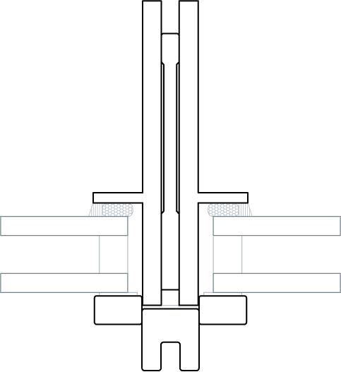 Hope's SlightLine175 Series, detailed profile illustration, hot-rolled steel mullion designed to reduce bulk and sightlines