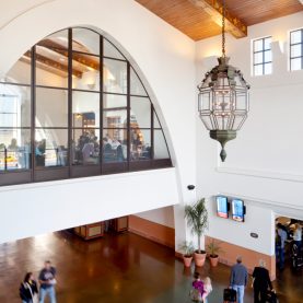 Hopes steel windows brighten airport gate area with abundant natural light in Santa Barbara, CA.