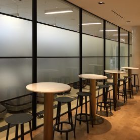 Hope’s interior steel window walls with frosted glass