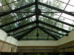Hope’s custom steel skylight above indoor pool